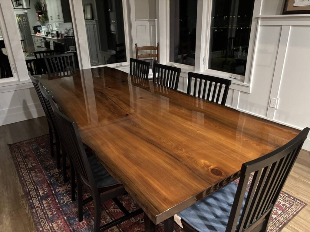 Custom live edge wood dining table built in Yelm WA